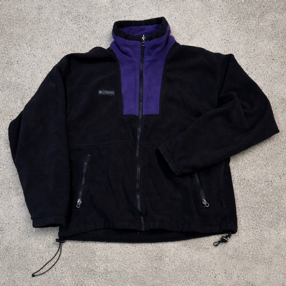 Columbia Vintage Men's Black and Purple Performance Fleece Jacket